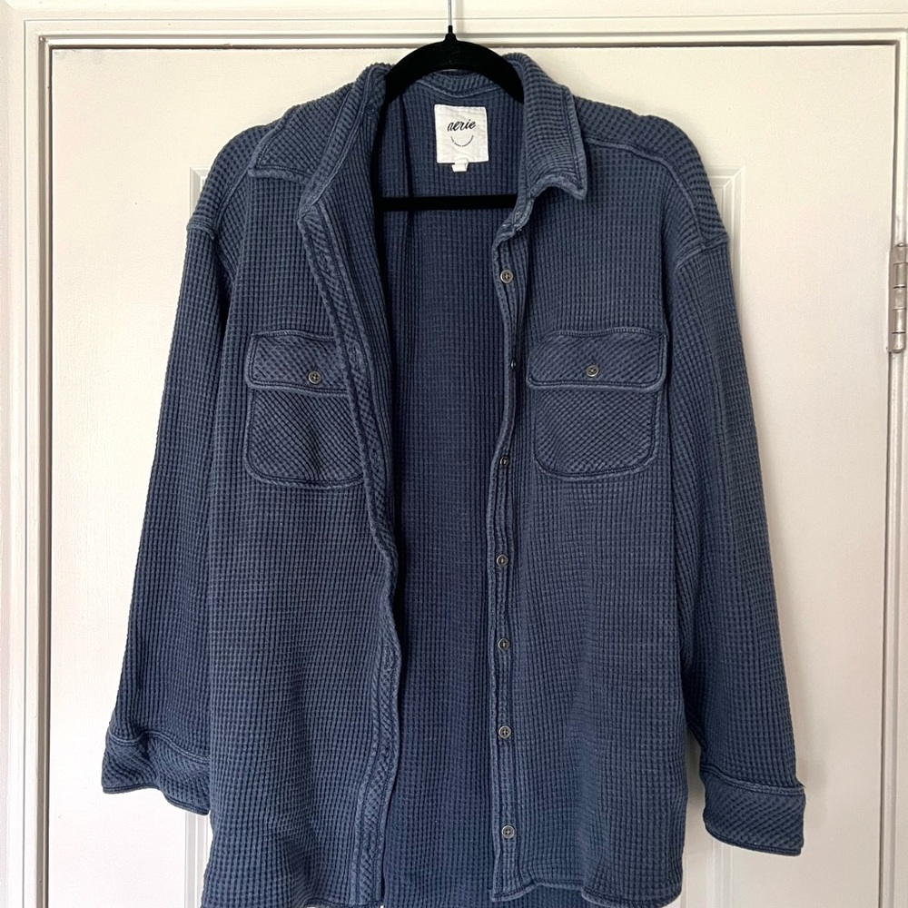 Aerie Navy Waffle Knit Flannel